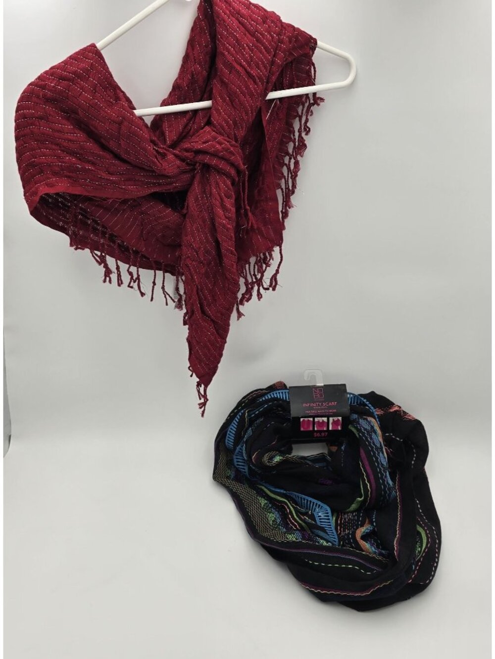 No Boundaries Infinity Scarf & Fringed Burgundy Wrap Scarf Set Multiple Colors